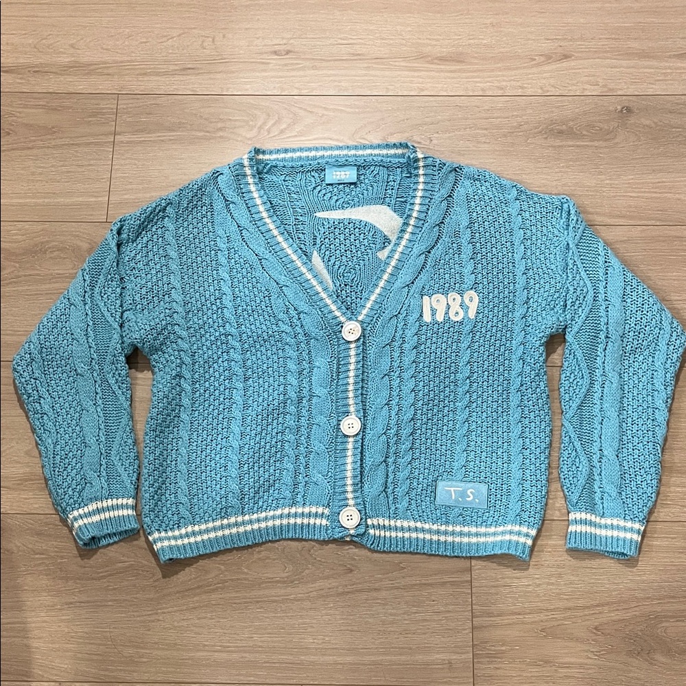 Women's Taylor Swift 1989 Blue Cable Knit Sweater